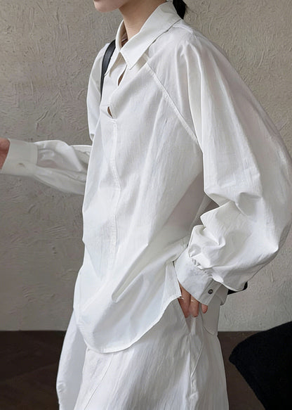 Fitted White Oversized Cotton Shirt