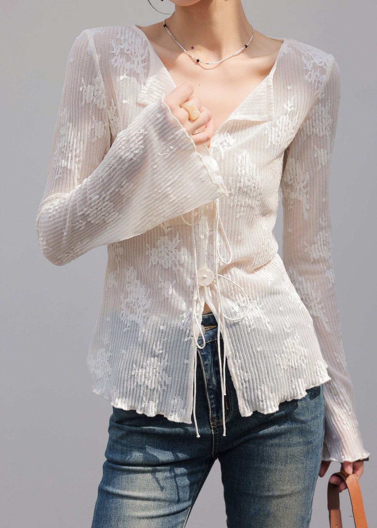 White Embroidered Spandex