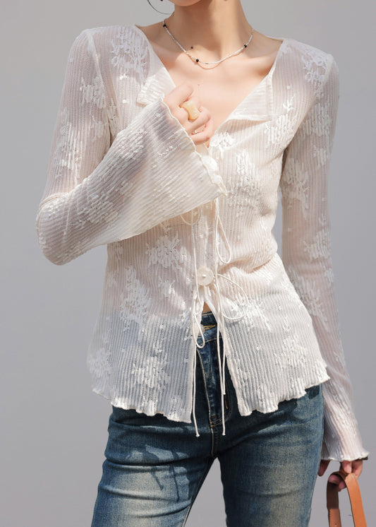 White Embroidered Spandex