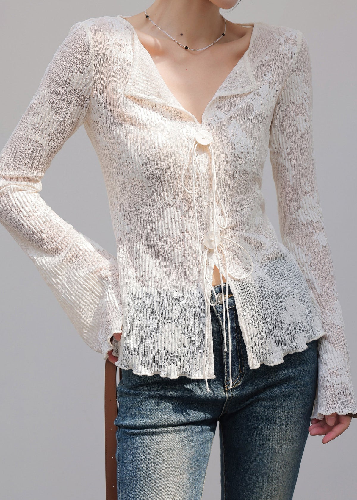 White Embroidered Spandex