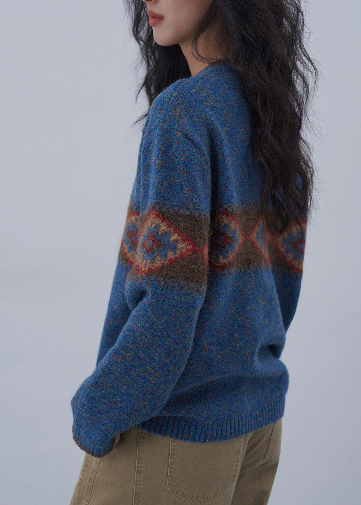 Italian Blue Jacquard Knitted Sweaters