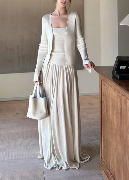 Italian Green Woolen Knit Three Piece Set Clothing