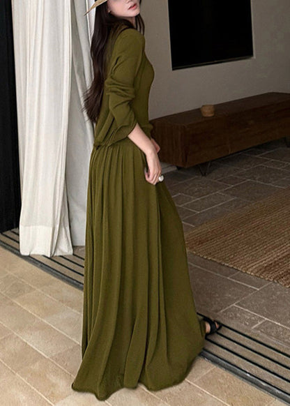 Italian Green Woolen Knit Three Piece Set Clothing