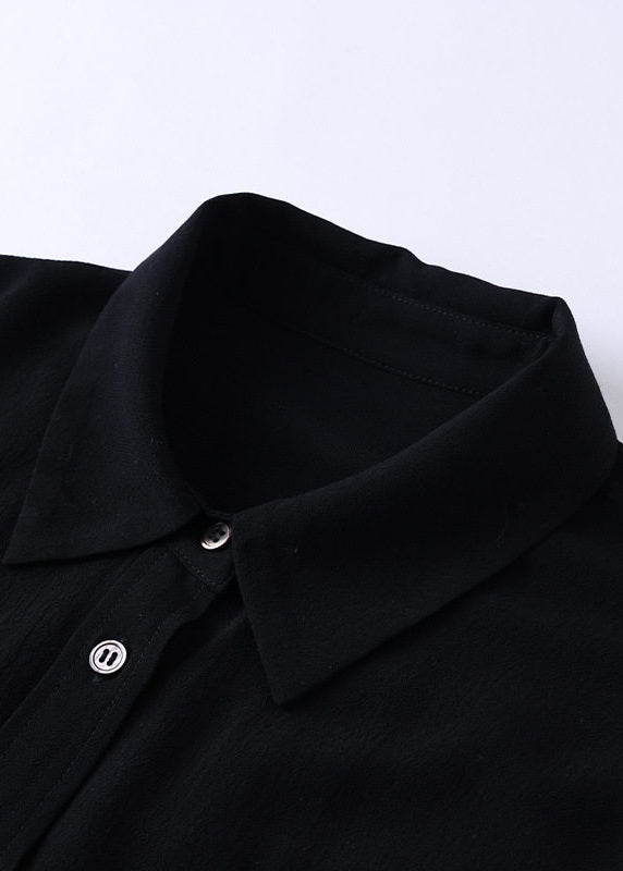 Black Oversized Pockets Cotton Shirt