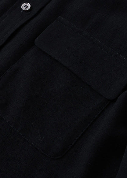 Black Oversized Pockets Cotton Shirt