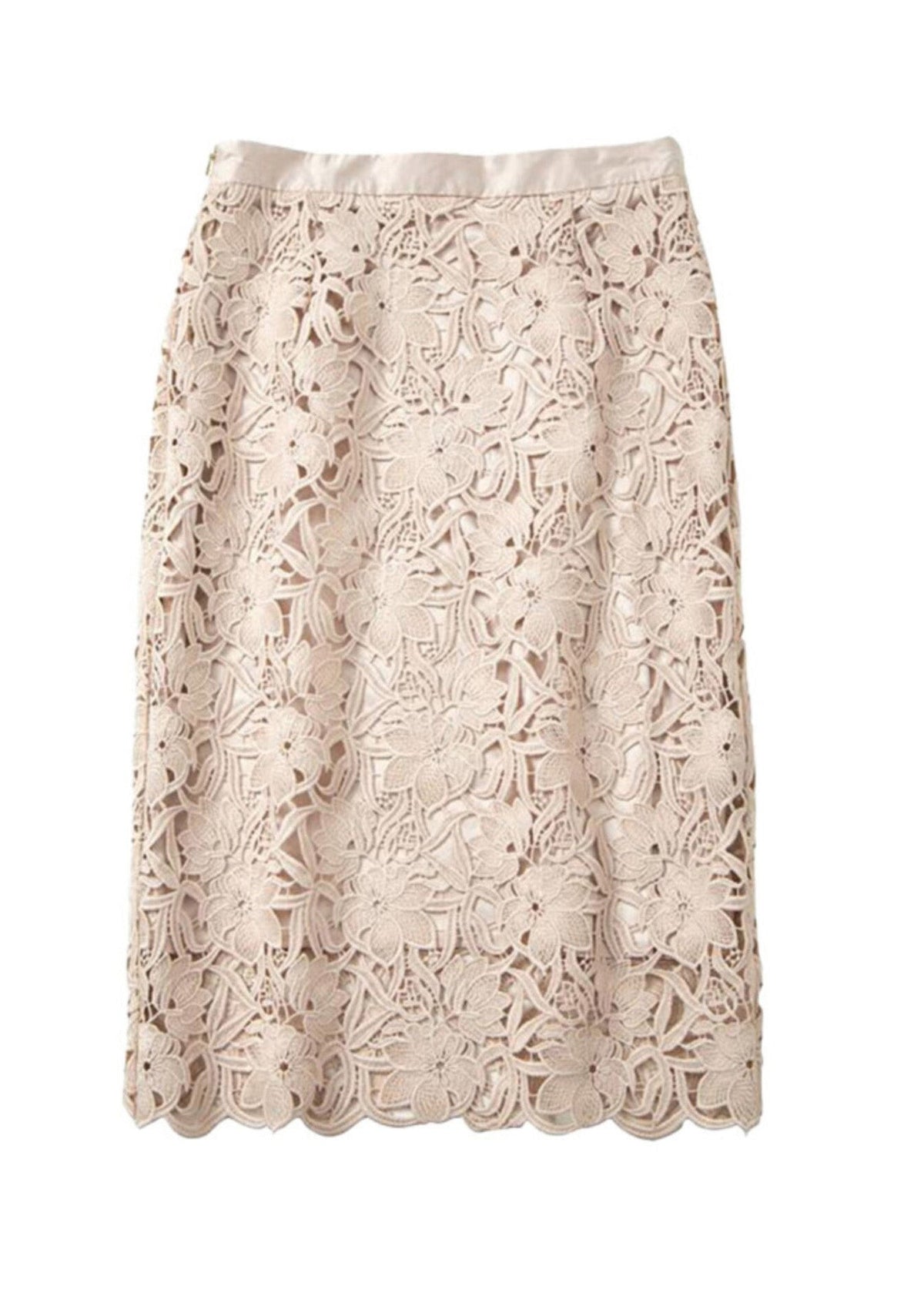 Light Pink Hollow Out Lace High Waisted Skirts