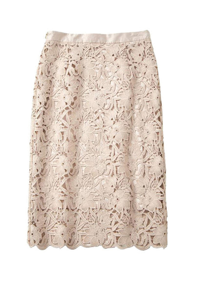 Light Pink Hollow Out Lace High Waisted Skirts