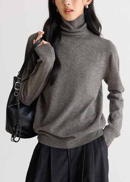 Simple Grey High Neck Knit