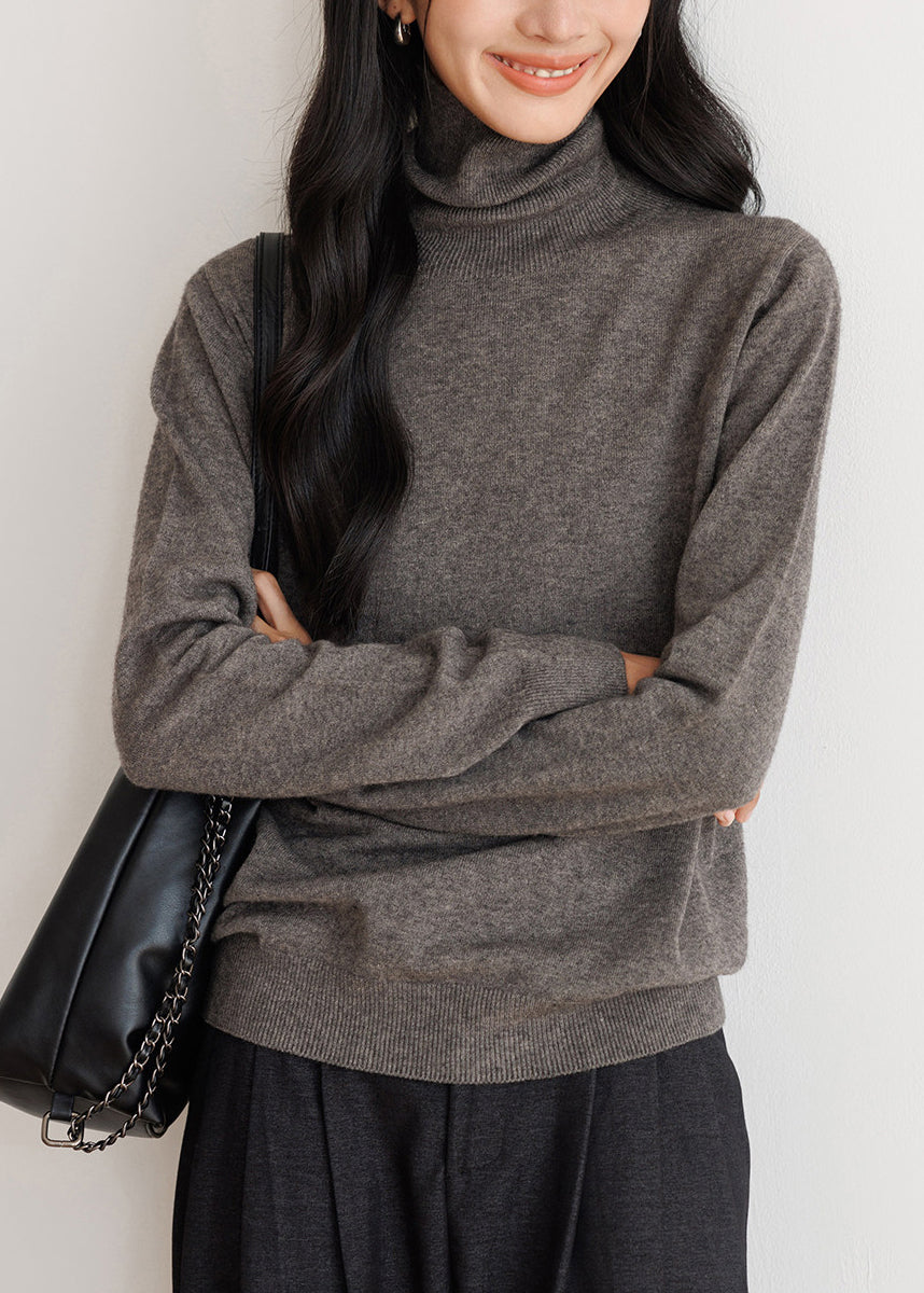 Simple Grey High Neck Knit