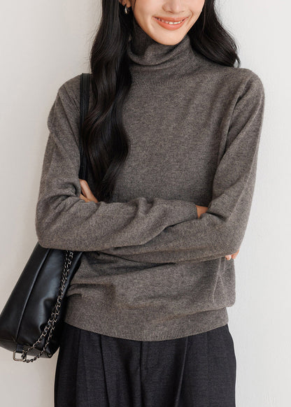 Simple Grey High Neck Knit