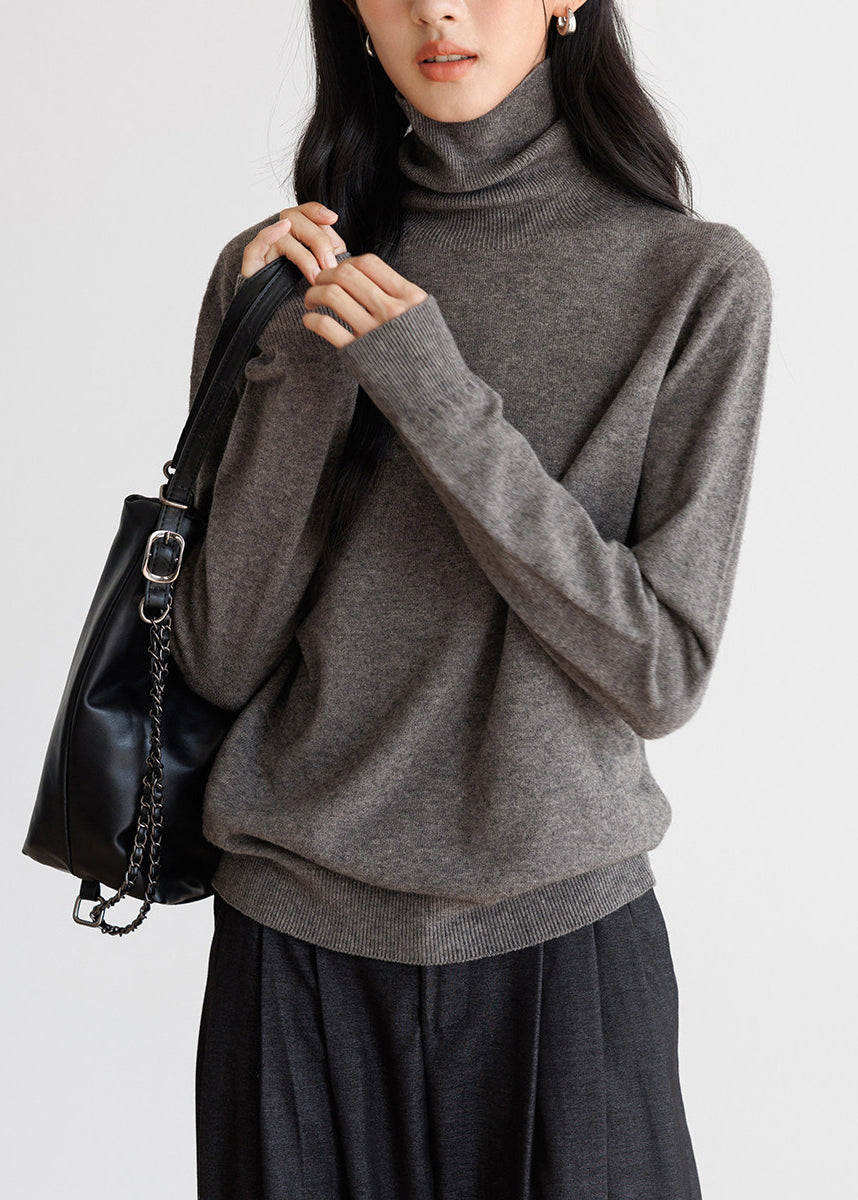 Simple Grey High Neck Knit