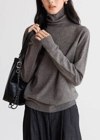 Simple Grey High Neck Knit