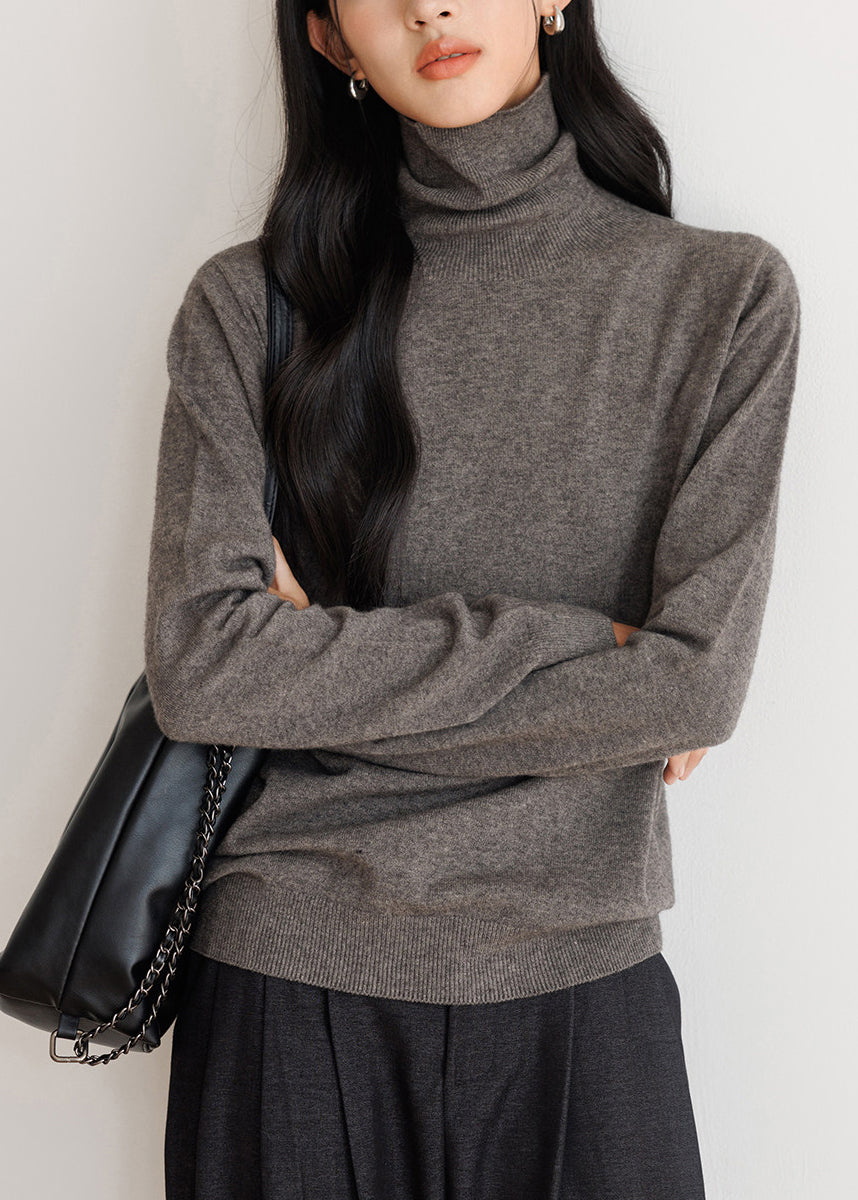 Simple Grey High Neck Knit
