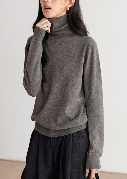 Simple Grey High Neck Knit