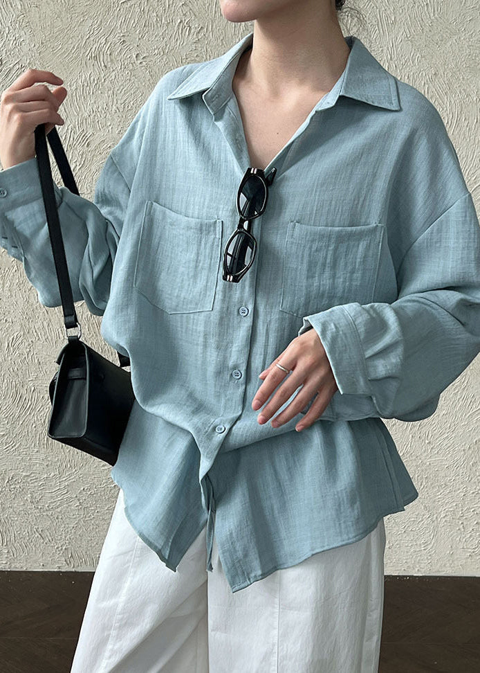 Sky Blue Oversized Cotton Drawstring Pockets