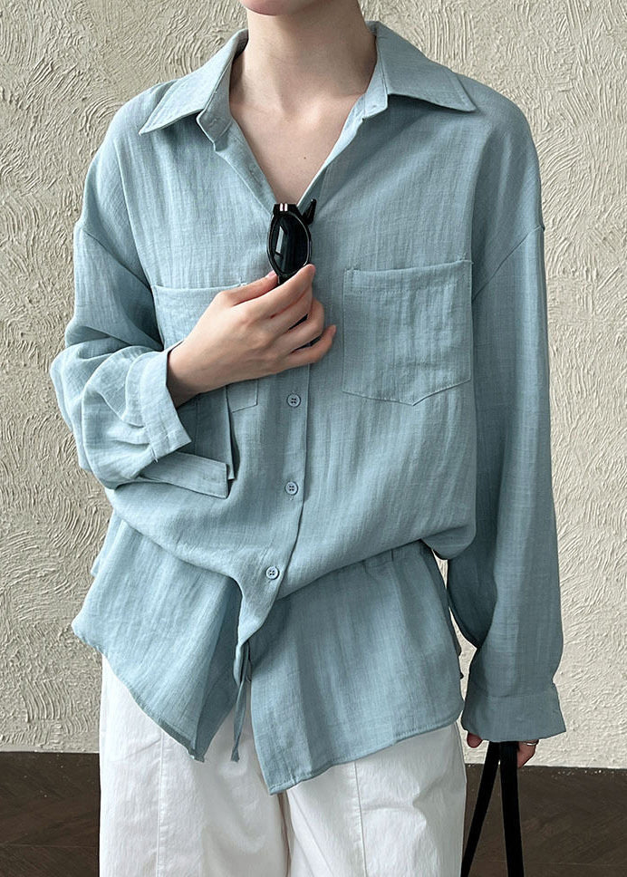 Sky Blue Oversized Cotton Drawstring Pockets