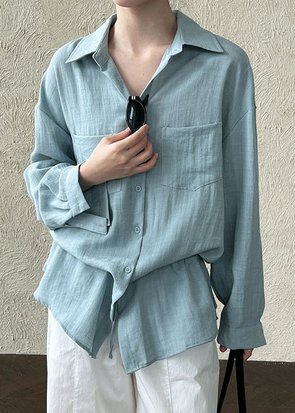 Sky Blue Oversized Cotton Drawstring Pockets
