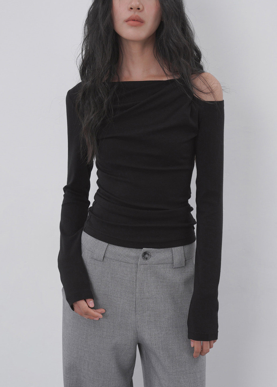 Apricot Cold Shoulder Patchwork Cotton