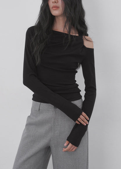Apricot Cold Shoulder Patchwork Cotton
