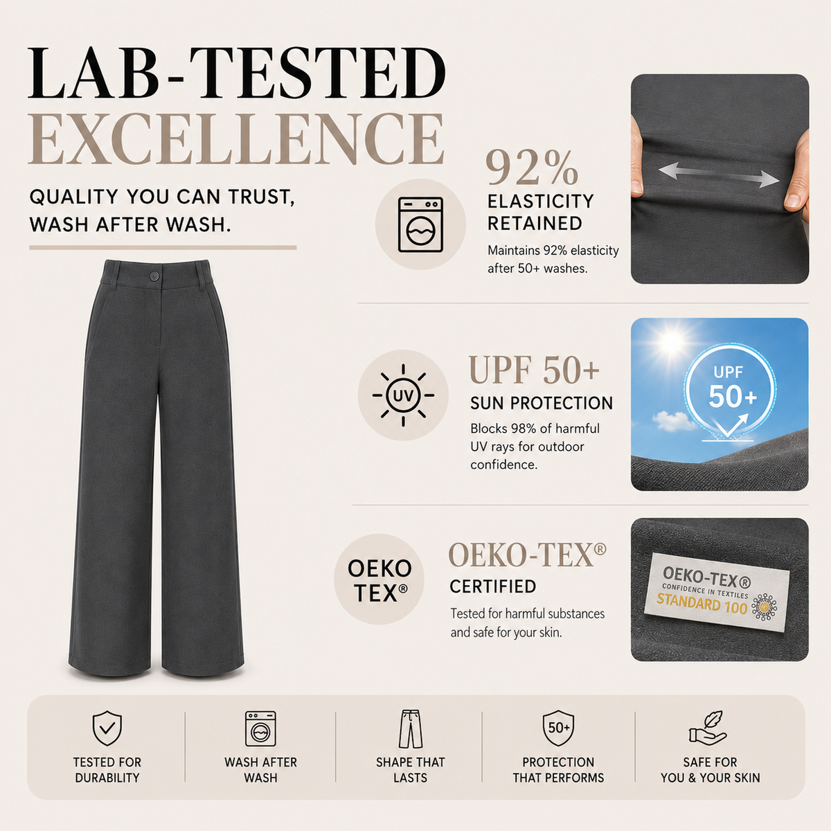 Women's High Waist Business Casual Pants - Loose Fit Work Trousers with Pockets
