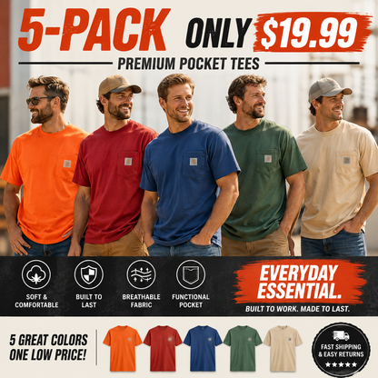 🔥CHT Men's K87 Workwear Loose Fit Heavyweight Short-Sleeve Pocket T-Shirt