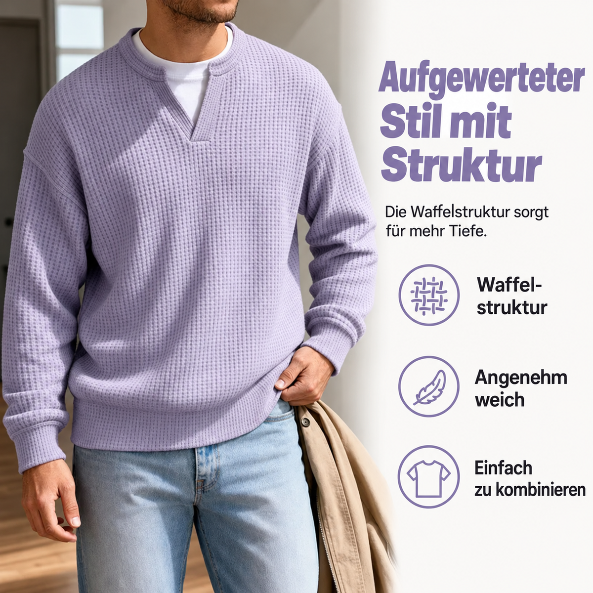 ⌛ Nur für kurze Zeit 🛍️ Mehrlagiges Komfort-Waffelshirt🛍️