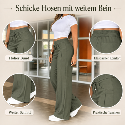 Damenhose mit hoher Taille und geradem Bein – Vordernaht & elastischer Bund hinten – Vielseitig,bequem & perfekt fürs Büro oder die Freizeit