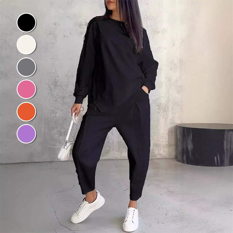 2-teiliges Damen-Freizeitset mit asymmetrischem Sweatshirt