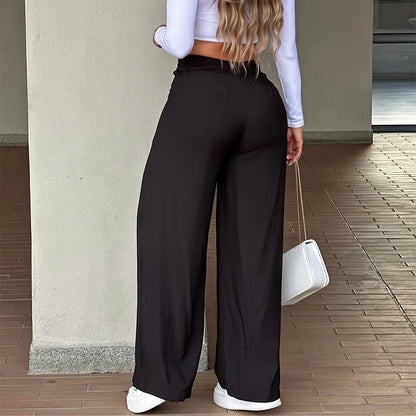 Damenhose mit hoher Taille und geradem Bein – Vordernaht & elastischer Bund hinten – Vielseitig,bequem & perfekt fürs Büro oder die Freizeit
