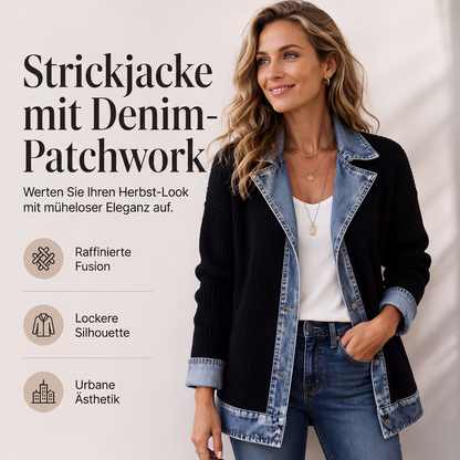 🔥Heißer Verkauf 60% Rabatt🧥Gerippte Strickjacke mit Deni - Lässiger Chic für jeden Tag🎁
