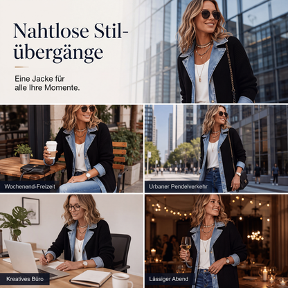 🔥Heißer Verkauf 60% Rabatt🧥Gerippte Strickjacke mit Deni - Lässiger Chic für jeden Tag🎁