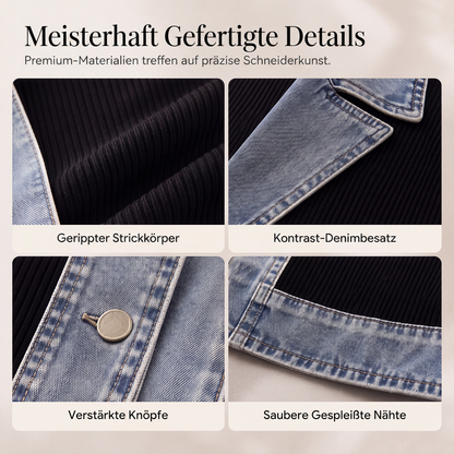 🔥Heißer Verkauf 60% Rabatt🧥Gerippte Strickjacke mit Deni - Lässiger Chic für jeden Tag🎁