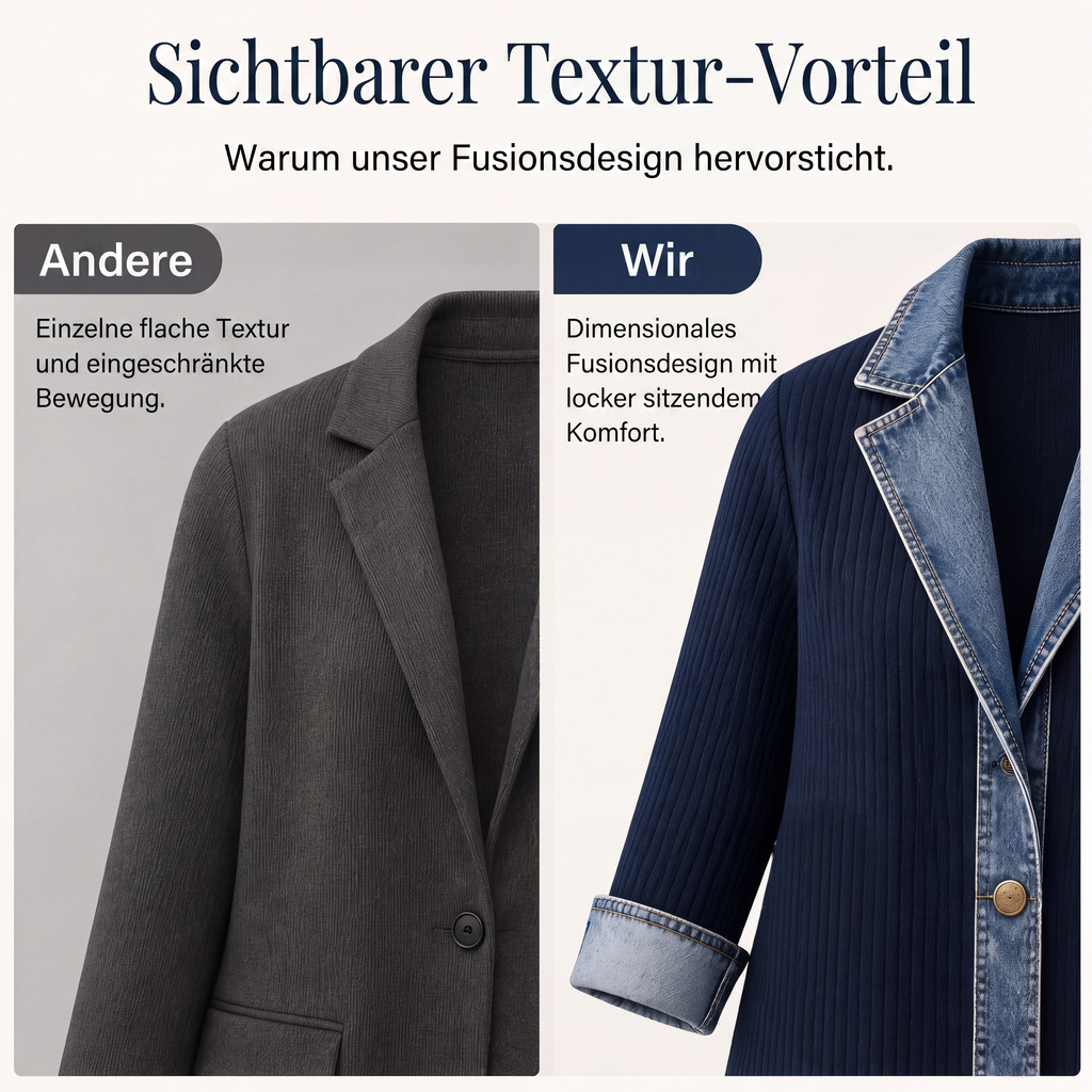 🔥Heißer Verkauf 60% Rabatt🧥Gerippte Strickjacke mit Deni - Lässiger Chic für jeden Tag🎁