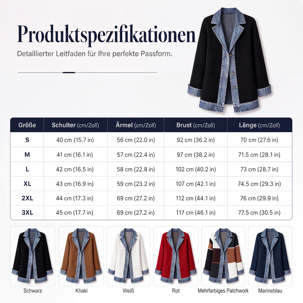 🔥Heißer Verkauf 60% Rabatt🧥Gerippte Strickjacke mit Deni - Lässiger Chic für jeden Tag🎁